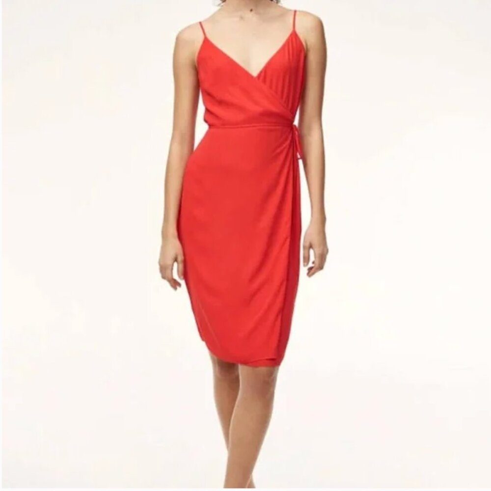 Aritzia Red Wrap-Style Midi Dress